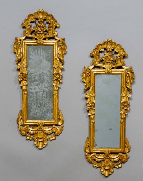 A PAIR OF SMALL GILTWOOD MIRRORS, Napoléon III, France. 80x30 cm.