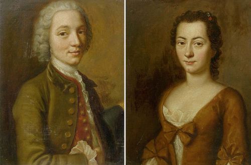 GARDELLE, ROBERT (1682 Geneva 1766) Pair of works: Portraits of Herr and Frau Jurine. Circa 1751. Oil on board. Each 23.5 x 17.5 cm. Provenance: - Arlaud-Jurine collection (label verso). - Galerie Dr. Rehfous, Geneva (label verso). - important private collection in West Switzerland.