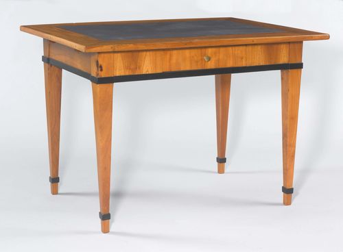SLATE TABLE,Biedermeier, Switzerland. Cherry, partly ebonized. Rectangular leaf with slate insert (repaired). 107.5x80x76 cm. In nice condition.