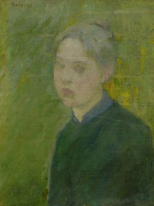 Attributed to FERENCZY, KAROLY (Wien 1862 - 1917 Budapest) Portrait of a girl. Oil on canvas. Signed upper left: Ferenczy. 27 x 21,5 cm.