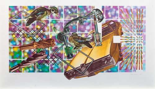 PHILLIPS, PETER (Birmingham 1939 lives and works in Zurich) Pontiac. 1972. Colour offset. Artist Proof, outside edition. Signed and dated lower right: Peter Phillips 1972. Image 50 x 104 cm on wove paper.