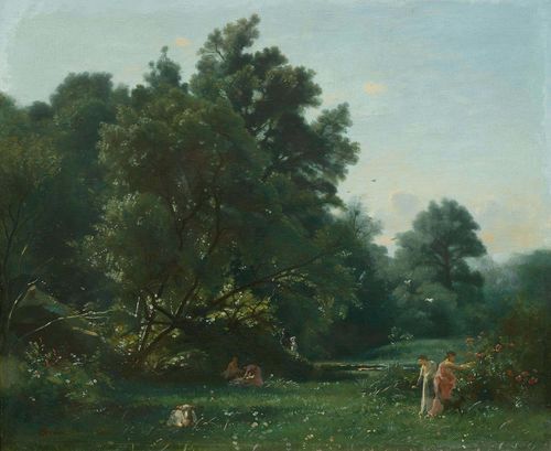 FRANCAIS, FRANCOIS LOUIS (Plombières 1814 - 1897 Paris) Parkland. 1880. Oil on panel. Signed and dated lower left: LFrancais. 1880. 37.5 x 47 cm. Provenance: Swiss private collection. Michel Rodrigue has confirmed the authenticity of this work on the basis of a photograph