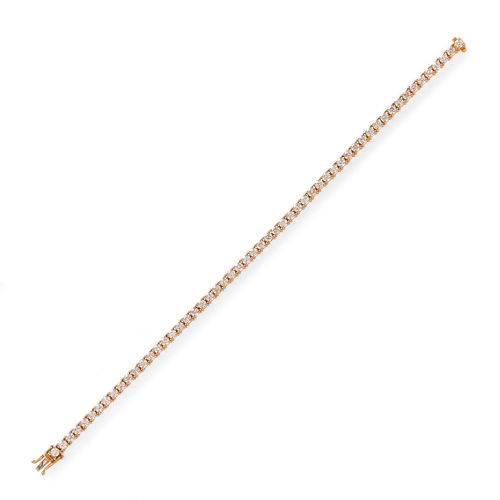 DIAMOND BRACELET. Pink gold 750, 13 g. Set throughout with 56 brilliant-cut diamonds weighing ca. 4.90 ct. L ca. 18 cm.