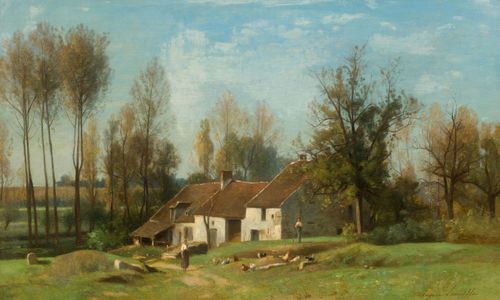 LAVIEILLE, EUGENE (1820 Paris 1889) Le moulin Aubert. Oil on canvas. Signed lower right: Eugène Lavieille. 44.5 x 72.5 cm. Provenance: Swiss private collection. Michel Rodrigue has confirmed the authenticity of this work on the basis of a photograph.