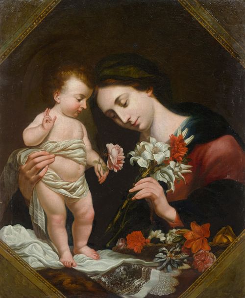 Circle of DOLCI, CARLO (1616 Florence 1686) Madonna and Child. Oil on canvas. 94.5 x 76.5 cm.