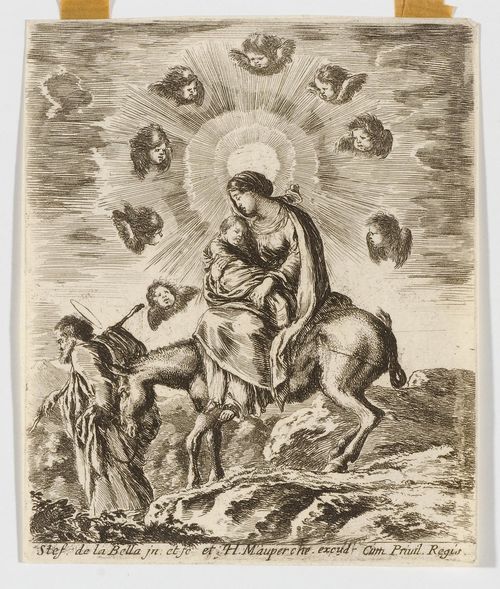 BELLA, STEFANO DELLA (1610 Florence 1664).The Flight into Egypt. Etching, 12.2 x 10 cm. - Strong, even print in good condition.