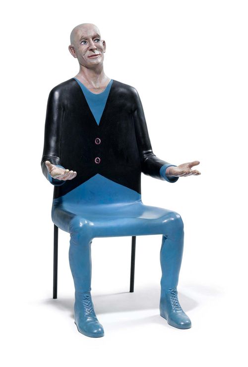 ROBERT INDERMAUR (1947) SCULPTURAL CHAIR, model "George" 1995 Polychrome painted polyurethane. The side signed and dated 1995/2011 (repainted in 2011). H 138 cm.