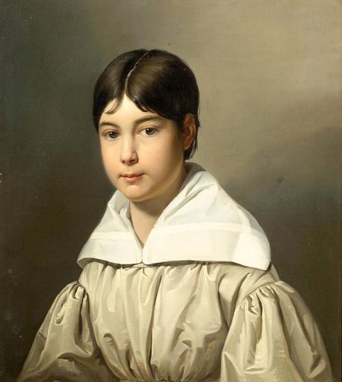 GERMANY, 19TH CENTURY Portrait of a boy from the Biedemeier period. Oil on canvas. 50.2 x 45.3 cm. Provenance: De Loriol collection, Switzerland