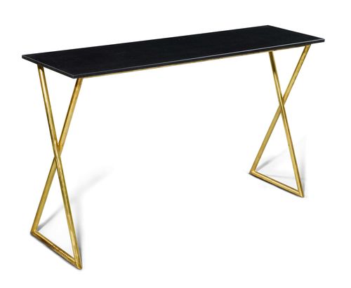 Attributed to GIO PONTI. (1891 - 1979) CONSOLE, ca. 1960 Brass and slate. 150x38x83 cm.
