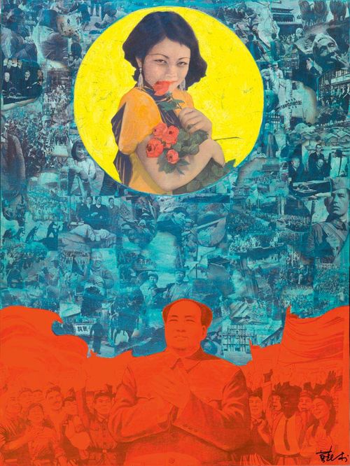 XUE, SONG (Anhui 1965 ) Untitled. 2007. Mixed media on canvas. Signed lower right. 100 x 75 cm.