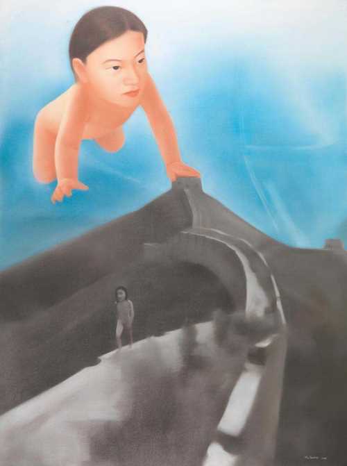MA, LIU MING (Hubei 1969) No.8 Baby. 2004. Oil on canvas. Signed lower right . 200 x 150 cm.