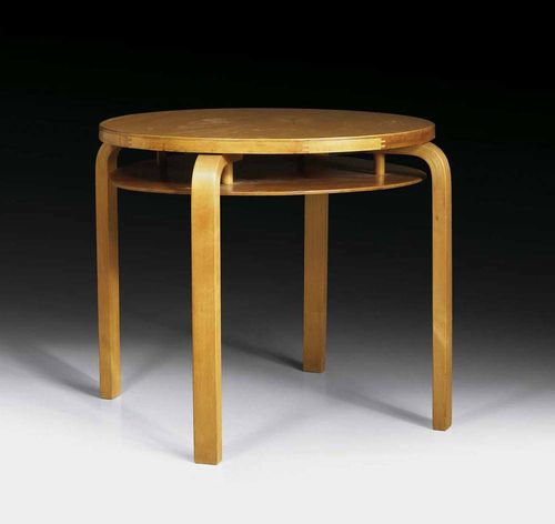 TWO TIER SIDE TABLE, Alvar Aalto, 1933. A rare model, probably Limba wood. D. 60 cm. H. 57 cm.