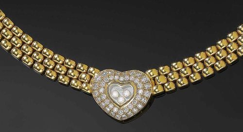 Authentic! Chopard 18k White Gold Large Double Happy Hearts Diamond Necklace  | Fortrove