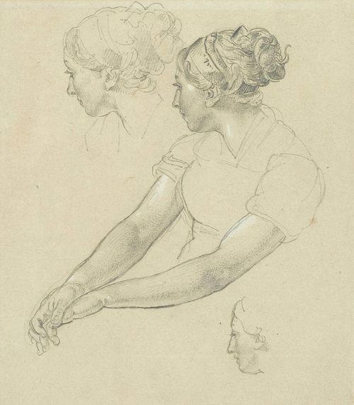 TOEPFER, ADAM -WOLFGANG (Geneva 1766 - 1847 Morillon). Study: Head of a woman. Pencil on paper. 16 x 14 cm. Framed. - Mr Lucien Boissonnas has seen the original work and verbally confirmed its authenticity. 16 x 14 cm.