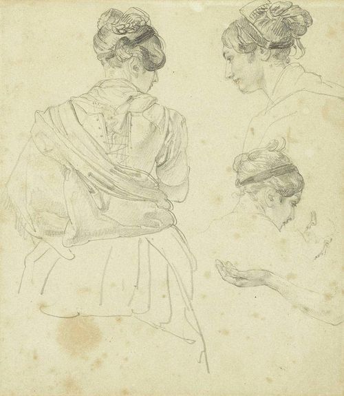 TÖPFFER, WOLFGANG -ADAM (Geneva 1766 - 1847 Morillon). Study: Head and back of a woman. Pencil on paper. 19.5 x 17.8 cm. Framed. - Mr Lucien Boissonnas has seen the original work and verbally confirmed its authenticity. 19.5 x 17.5 cm.