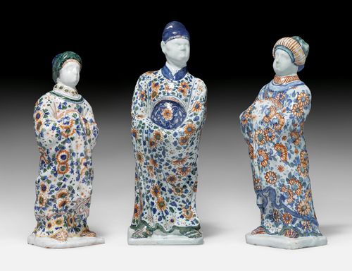 THREE FIGURES OF A CHINESE 'BONZ' AND TWO CHINESE WOMEN,