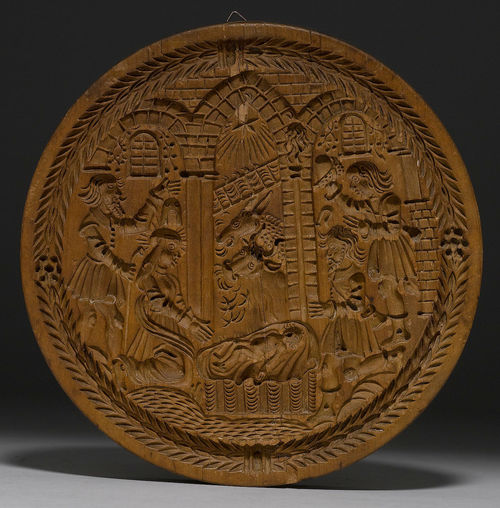 BAKING MOULD WITH DEPICTION OF THE ADORATION OF THE SHEPHERDS.