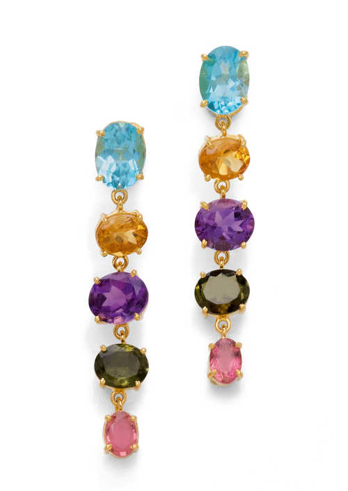GEMSTONE AND GOLD EARRINGS.