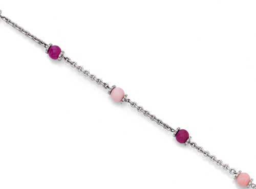 RUBY, PINK OPAL, DIAMOND AND GOLD NECKLACE.