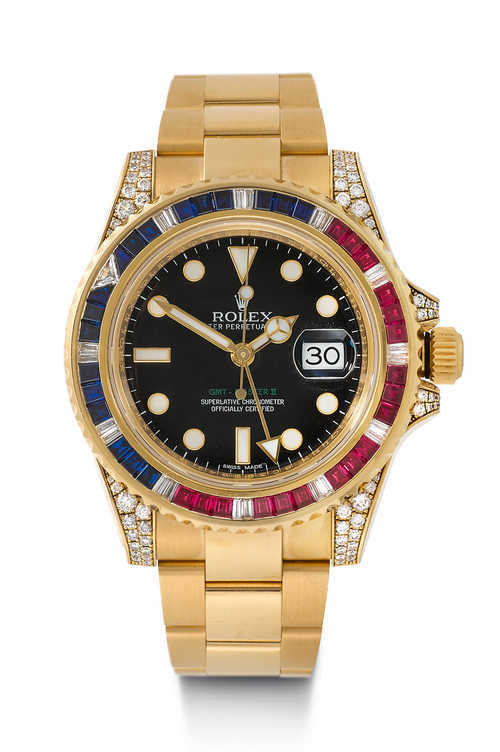 Rolex GMT Master II with diamonds, rubies and sapphires, 2015.