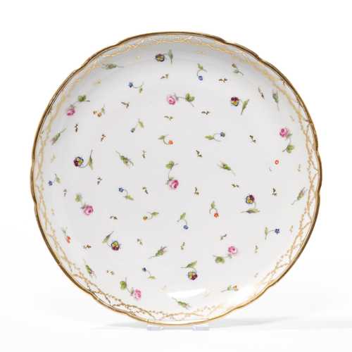 2 ROUND BOWLS WITH SCATTERED FLOWERS IN PINK AND GOLD,