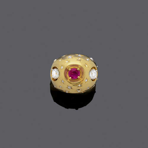 RUBY AND DIAMOND RING, by CARTIER, ca. 1940.