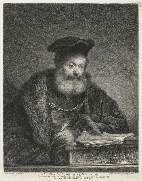 SCHMIDT, GEORG FRIEDRICH (Schönerlinde b. Berlin 1712 - 1775 Berlin).Collection of 25 plates after Rembrandt Harmensz van Rijn. Cf: Nagler No. 65. 85. 98. 99. 100. 101. 118. 138.145. 147. 148. 149. 151. 152. 155. 156. 157. 161. 162. 166. 167. 174. 192. and two further sheets. Etchings, various size and states.