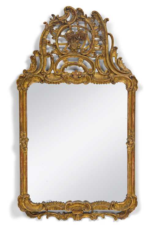 CARVED AND GILT ROCOCO MIRROR