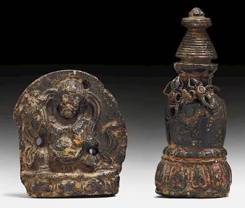 TWO MINIATURE STONE SCULPTURES.