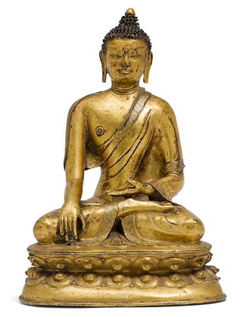 鎏金合金銅釋迦牟尼佛像。