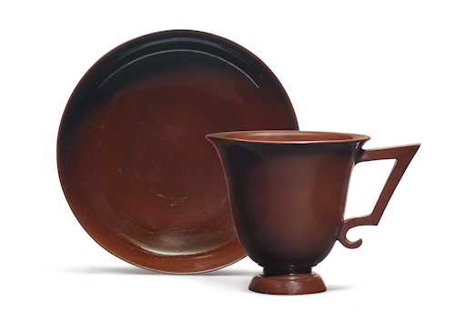 "BÖTTGER" STONEWARE CUP AND SAUCER