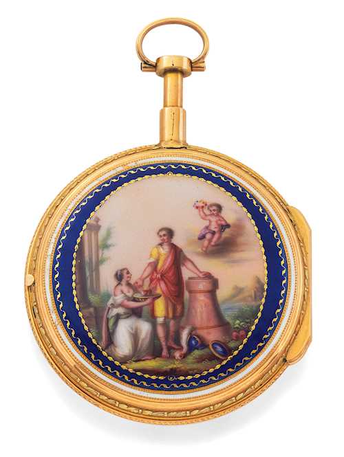 Roman Melly & Roux à Constance, rare 1/4-repeater, ca. 1770.