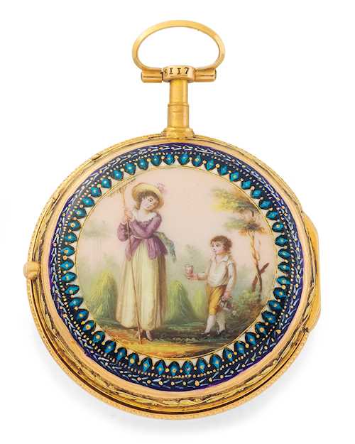 Jaques Coulin & Amy Bry, fine gold enamel pocket watch, ca. 1790