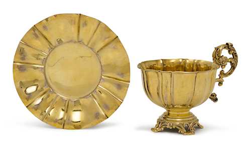 SILVER-GILT CUP AND SAUCER