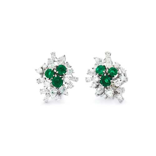 EMERALD AND DIAMOND EARCLIPS, BY E. MEISTER.