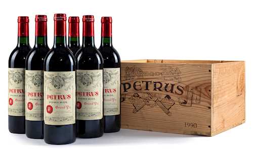 6 bts Pomerol Petrus Grand Vin CBO 0.75 L 1990