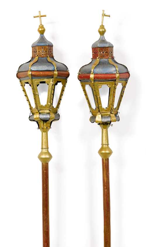 A PAIR OF PROCESSIONAL LANTERNS