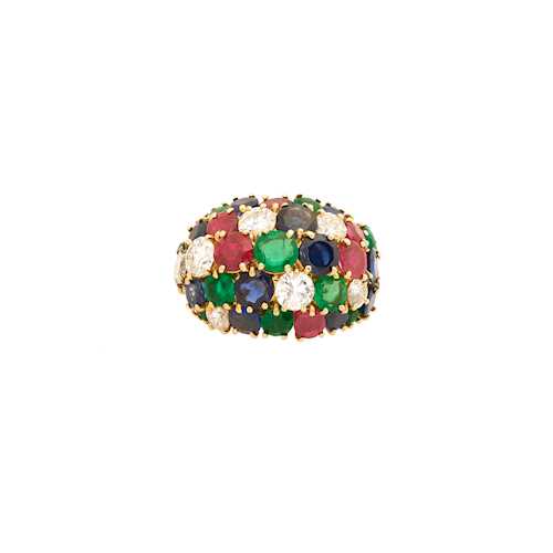 RUBY, SAPPHIRE, EMERALD AND DIAMOND RING, BY VAN CLEEF & ARPELS, ca. 1964.
