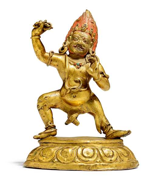 銅鎏金金剛手菩薩像。