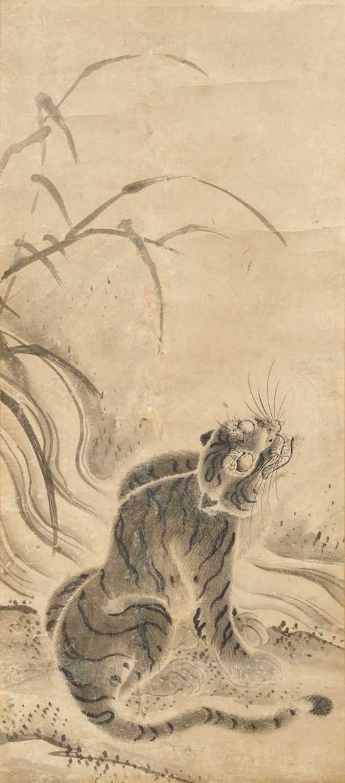 AN ANONYMOUS PAINTING OF A TIGER.