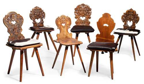 A LOT OF SIX DIFFERENT STABELLE CHAIRS