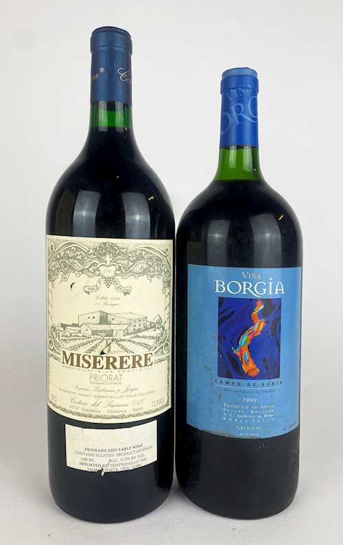 Lot of 2: 1 mg Priorat "Miserere" Costiers del Siurana 1.5 L 1996; 1 mg Aragon De Borja "Borgia" 1.5 L 1999