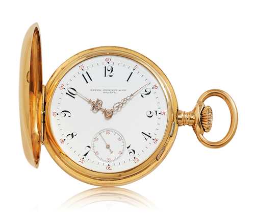 Patek Philippe, fine savonnette pocket watch with chain, ca. 1900.