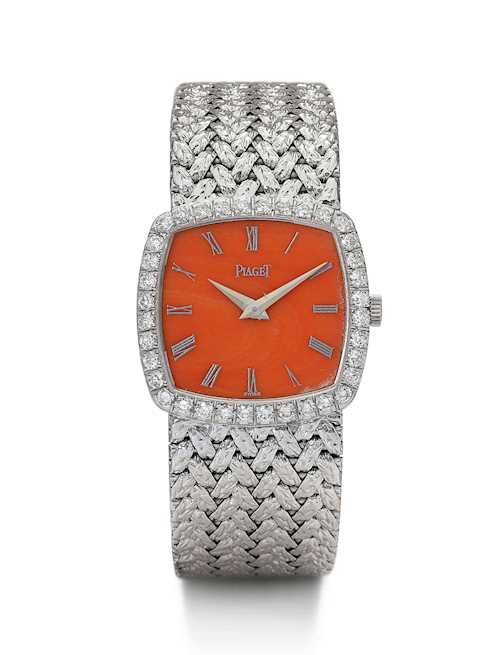 Piaget, fine and elegant Lady's wristwatch with a coral dial.