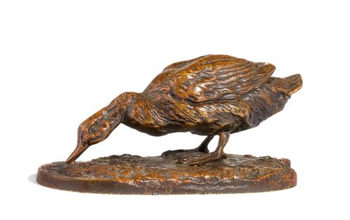 CANARD BUVANT.Bronze finished in a brown patina, signed P.J. MÊNE. Edition Susse (after 1908). 10.5x5.5x5 cm.