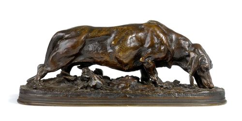CHIEN BASSET (TROMPETTE).Dark bronze, signed P.J.MÊNE. Workshop of Mêne-Cain (1879-1908). 27x11.5x11 cm.