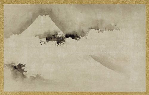 ANONYMOUS KAKEMONO DEPICTING MOUNT FUJI. Japan, Edo period, 36x58 cm. Ink on paper.