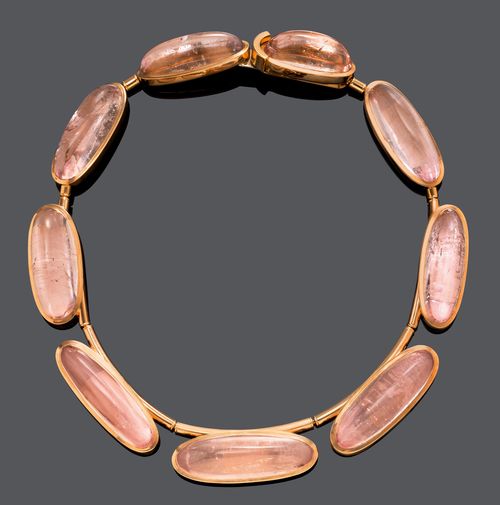 MORGANITE AND GOLD NECKLACE,  BY G. KRAUSS,  ca. 2006.