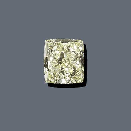 UNMOUNTED DIAMOND. Unmounted diamond of 20.15 ct, modified rectangular brilliant-cut diamond, Fancy Light Yellow / VVS2. With Coloured Diamond Report No. 1228874 by GIA, dated 06 September 2002.
