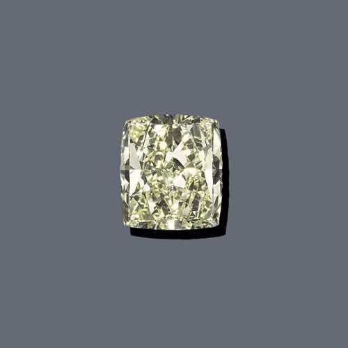 UNMOUNTED DIAMOND. Unmounted diamond of 21.91 ct, modified rectangular brilliant-cut diamond, Fancy Light Yellow / VVS1. With coloured diamond report No. 1228876 by GIA, dated 06 September 2002.